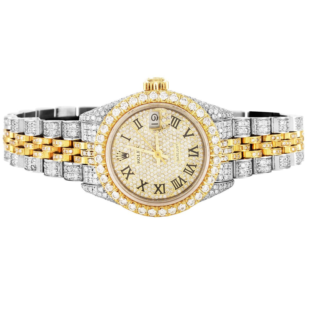 Diamond Rolex 26MM Two Tone Datejust Roman Face