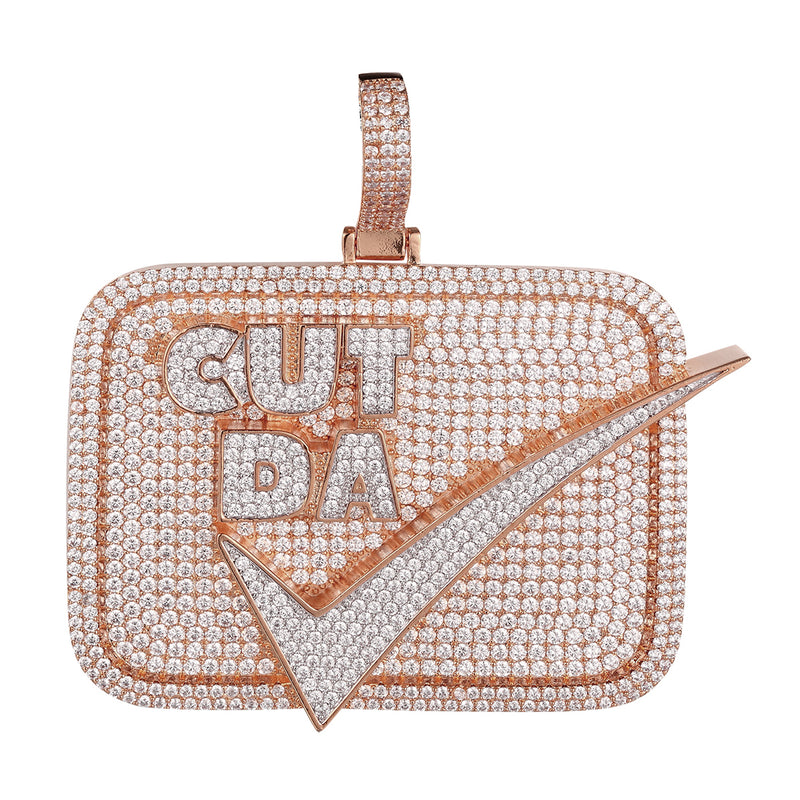 Rose Gold Tone 3D Cut Da Check Custom Pendant