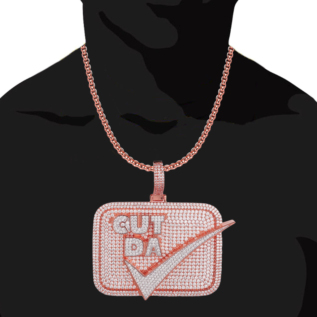 Rose Gold Tone 3D Cut Da Check Custom Pendant