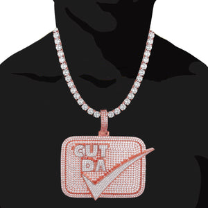 Rose Gold Tone 3D Cut Da Check Custom Pendant