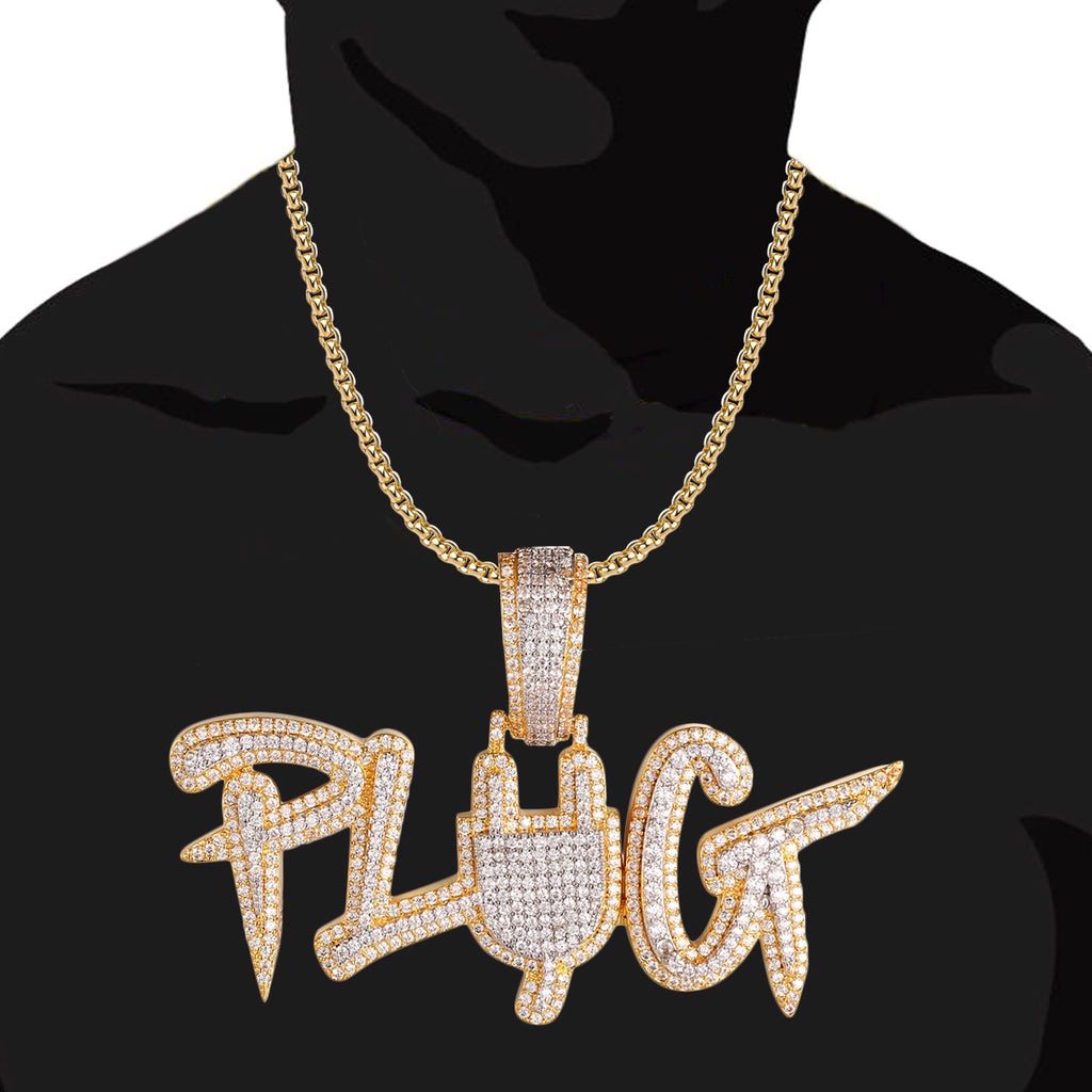 .925 Silver Two-Tone Custom Plug Hiphop Pendant