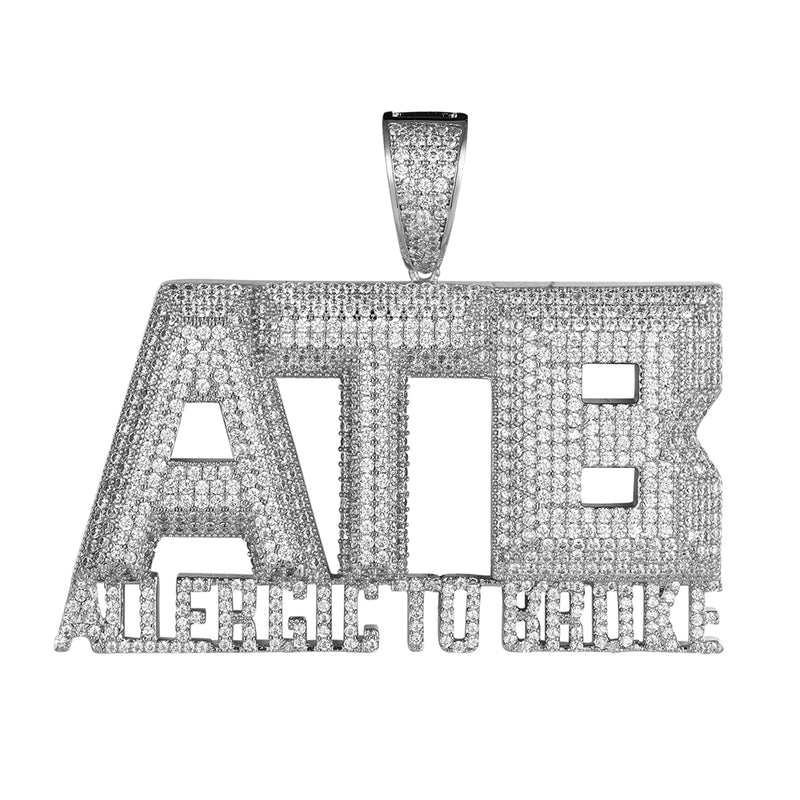 Sterling Silver ATB Allergic To Broke 3D Block Font Pendant