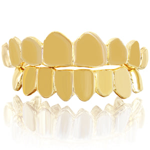 10K 14K 18K Solid Gold Plain Custom Fit Pull Out Grillz