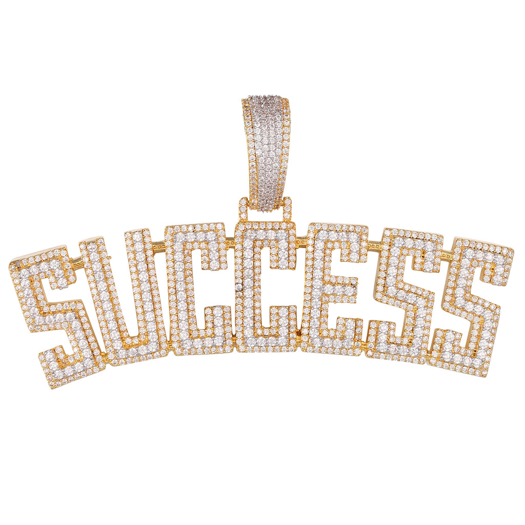 Double Layer Gold Tone Success Block Letters Pendant