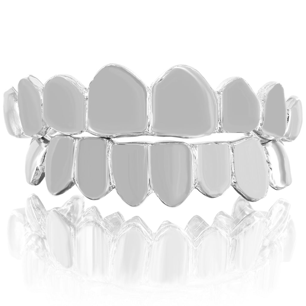 Custom Fit 10K 14K 18K Solid White Gold Plain Grillz