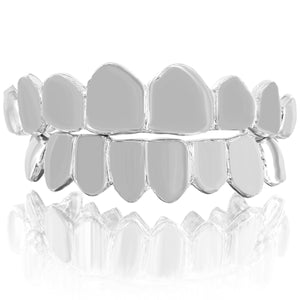 Custom Fit 10K 14K 18K Solid White Gold Plain Grillz