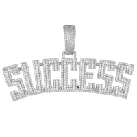 Sterling Silver Block Font 3d Success Custom Pendant