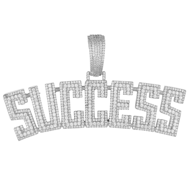 Sterling Silver Block Font 3d Success Custom Pendant