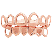 10K 14K 18K Solid Rose Gold Open Face Cutout Custom Grillz