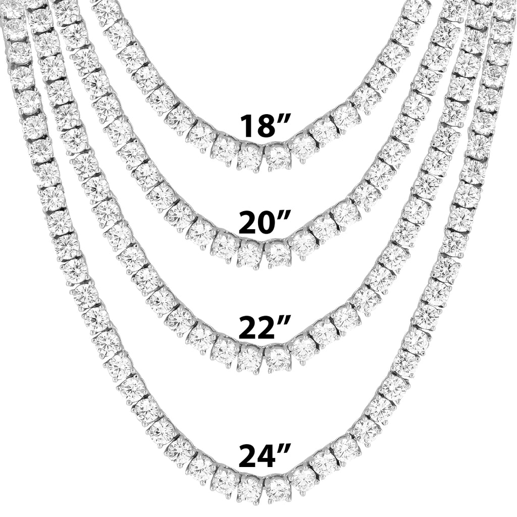 4MM Sterling Silver White Finish Classic Tennis Chain