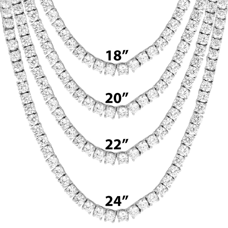 4MM Sterling Silver White Finish Classic Tennis Chain