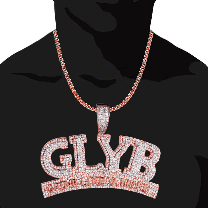 Rose Gold Tone GLYB Grind Like Ya Broke Pendant