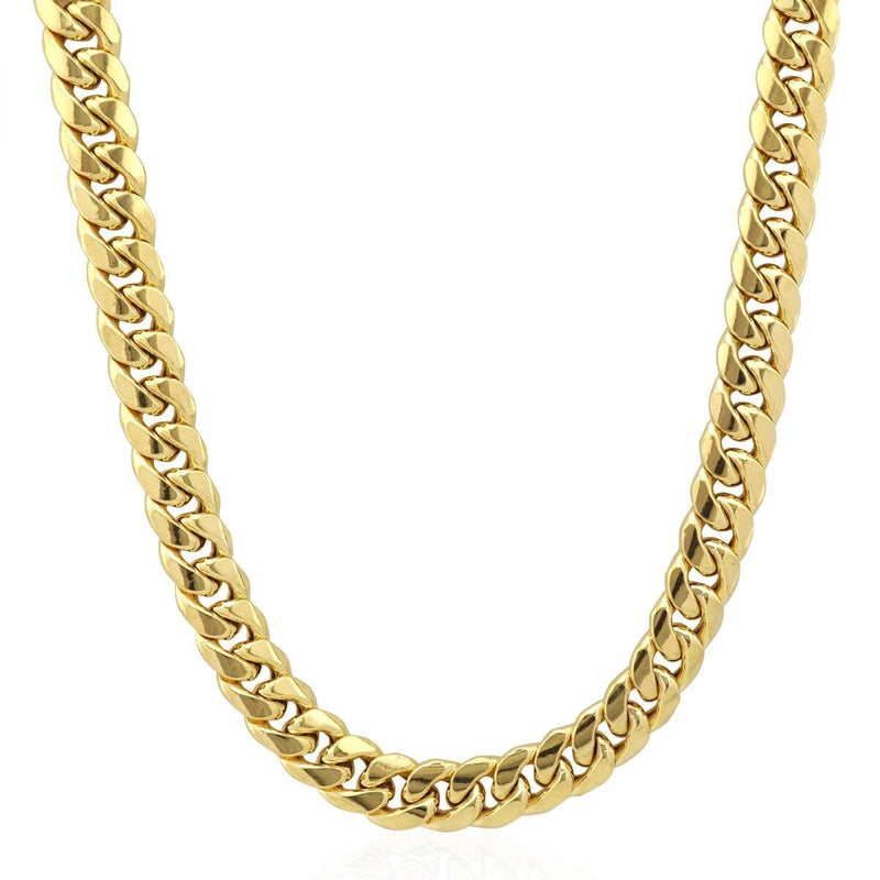 10 MM Solid Gold Miami Cuban Link Chain Yellow White Rose Gold