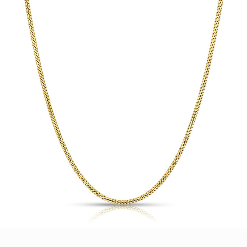 2 MM Solid Gold Miami Cuban Link Chain Yellow White Rose Gold