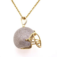 Football Helmet Diamond Pendant With Chain