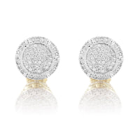 10K Yellow Gold Circle Pave Set Diamond Earrings