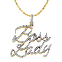 10K Solid Back Gold Cursive Boss Lady Designer Charm