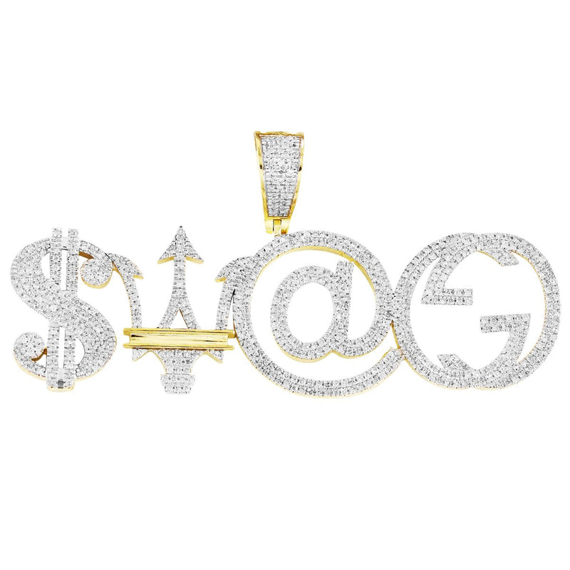 10K Gold Custom Diamond Swag Pendant