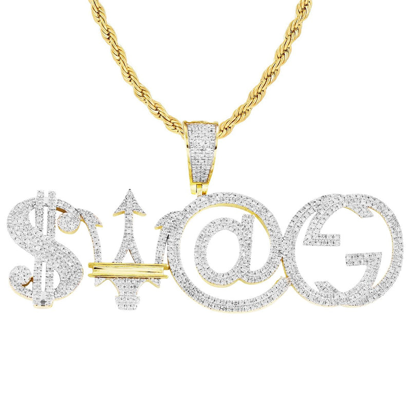 10K Gold Custom Diamond Swag Pendant