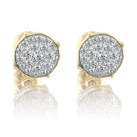 10K Yellow Gold Circle Diamond Earrings Round Cut