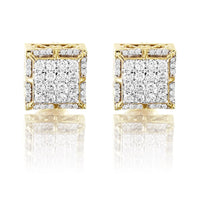 10K Yellow Gold Custom Square Diamond Earrings