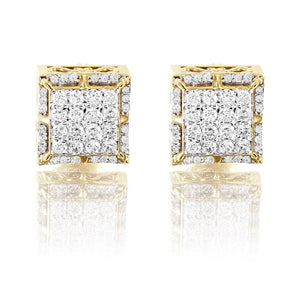 10K Yellow Gold Custom Square Diamond Earrings