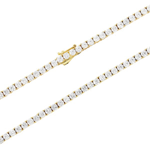 10K Solid Gold Tennis Chain 3mm Solitaire Prong Set