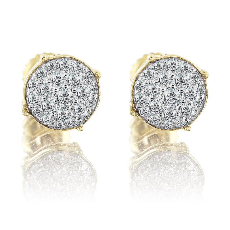 10K Yellow Gold Circle Round Cut Diamond Earrings