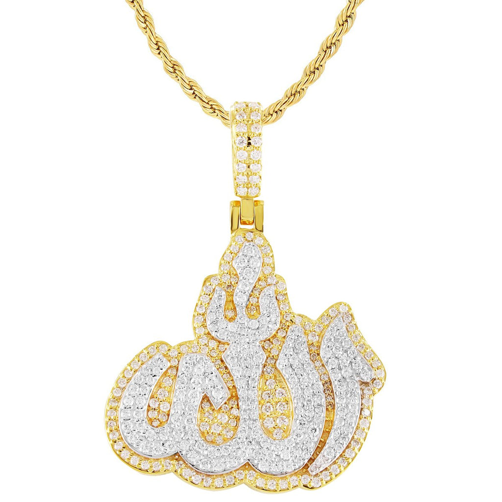 10K Yellow Gold Double Layered Allah Pendant