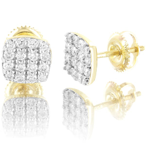 10K Gold Square Micro Pave Diamonds Classy Earrings