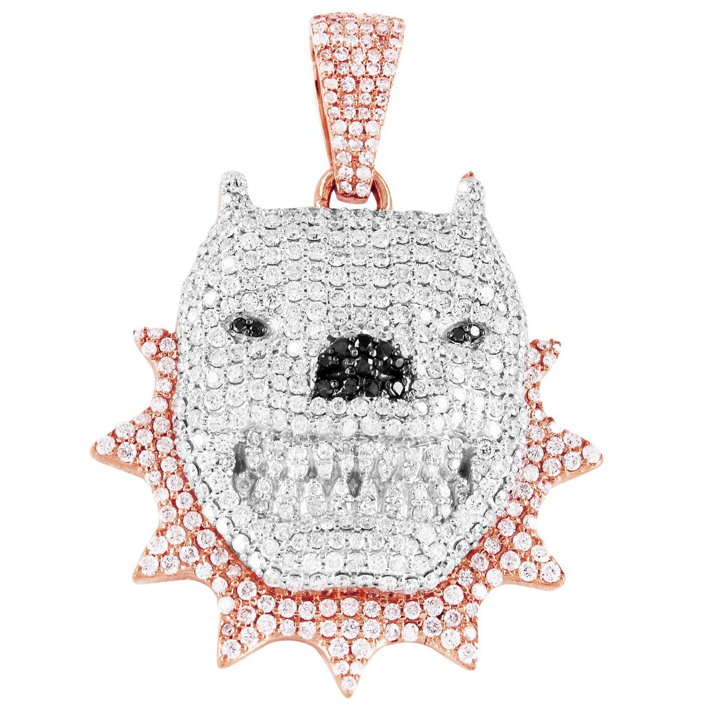 10K Rose Gold Diamond Dog With Spikes Pendant