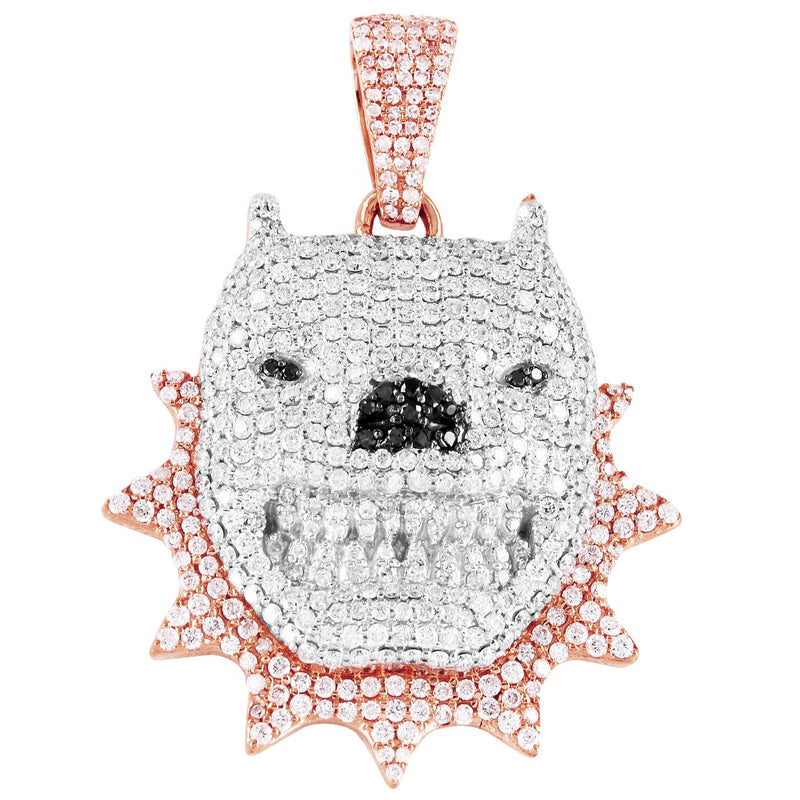 10K Rose Gold Diamond Dog With Spikes Pendant