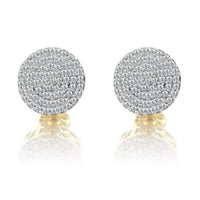 10K Yellow Gold Circle Pave Set Diamond Earrings