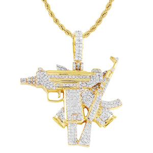 10k Yellow Gold Machine Gun AK Pendant