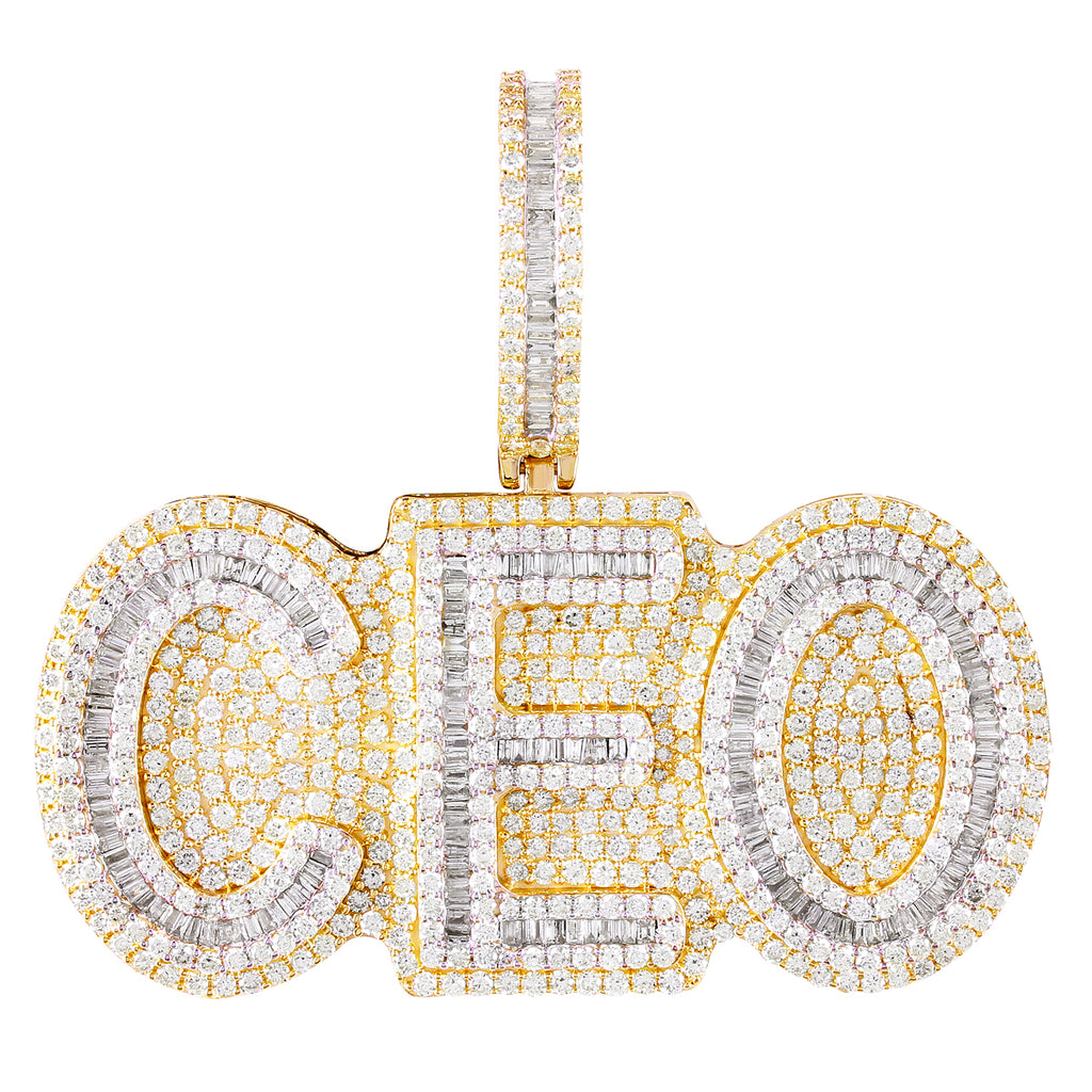 2 Tone Baguette Diamond Gold CEO Pendant