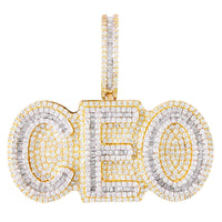 2 Tone Baguette Diamond Gold CEO Pendant