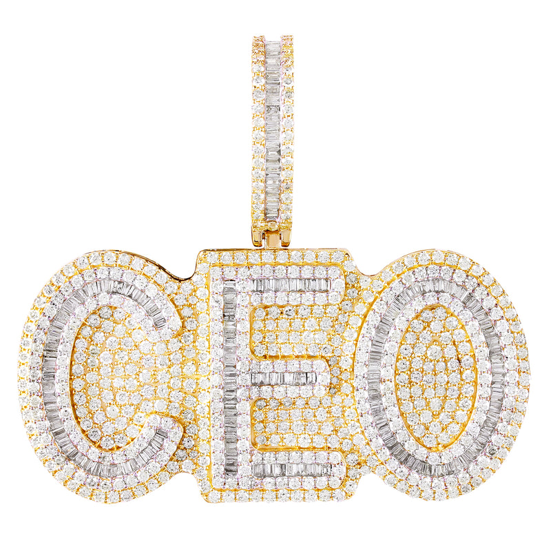 2 Tone Baguette Diamond Gold CEO Pendant