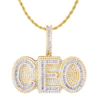 2 Tone Baguette Diamond Gold CEO Pendant