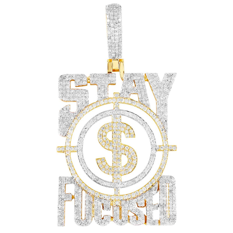 10K Gold Stay Focused On $ Pendant