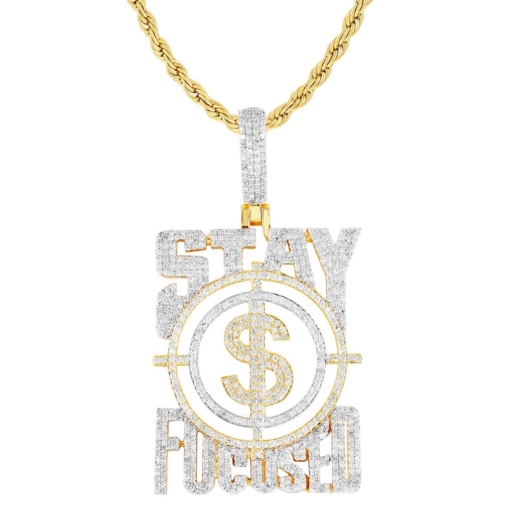 10K Gold Stay Focused On $ Pendant