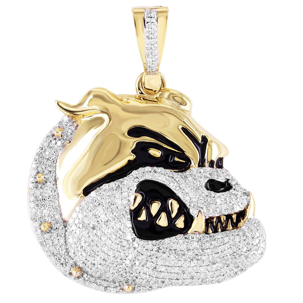 Diamond Bull Dog Pendant 10K Gold