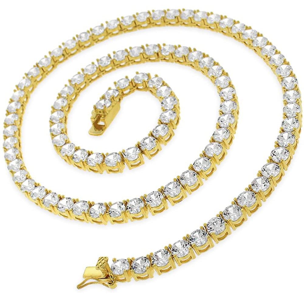 4MM VVS Moissanite Sterling Silver Gold Tone Tennis Chain