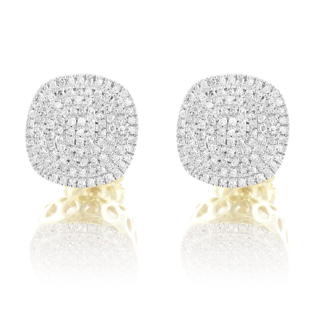 10K Gold Genuine Diamonds Oval Screw Back Studs Earrings