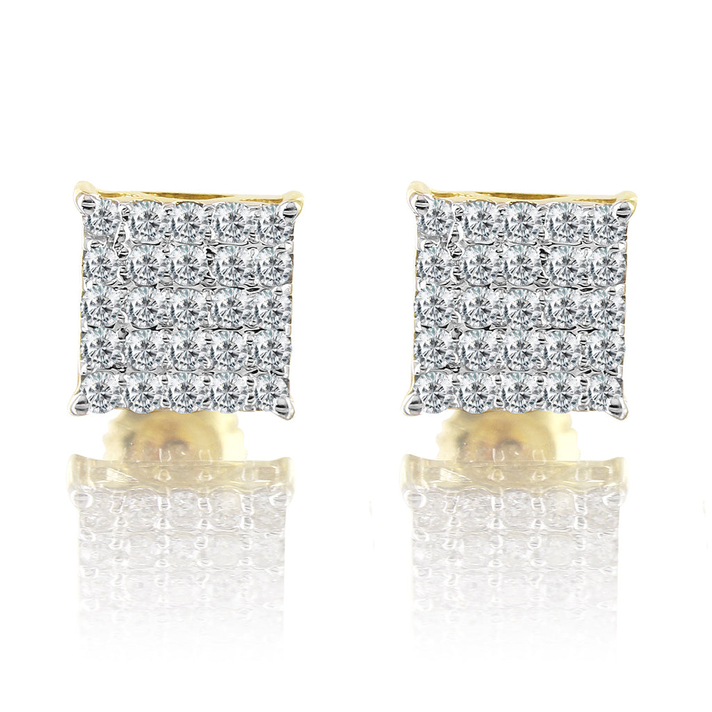 10K Yellow Gold Square Diamond Earrings