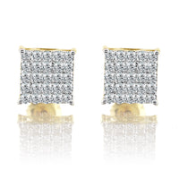 10K Yellow Gold Square Diamond Earrings