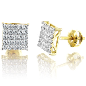 10K Yellow Gold Square Diamond Earrings