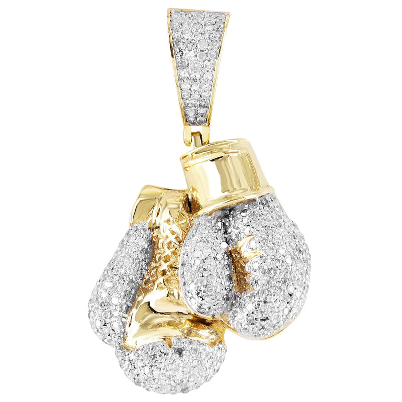 10K Yellow Gold Boxing Gloves Diamond Pendant