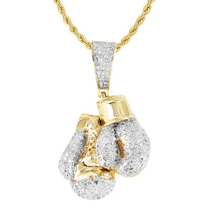 10K Yellow Gold Boxing Gloves Diamond Pendant