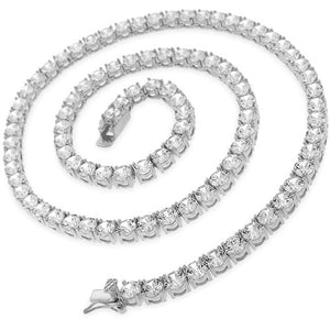 4MM VVS Moissanite Sterling Silver Prong Tennis Chain