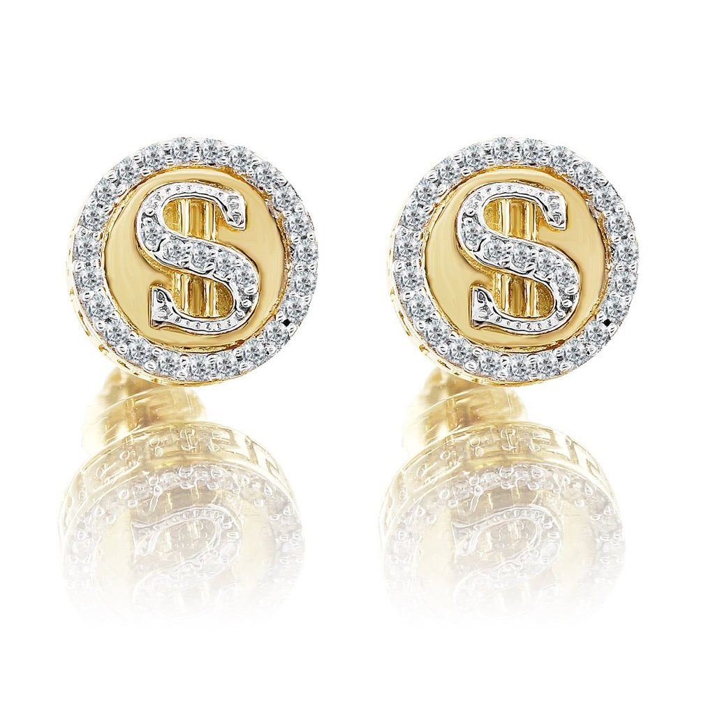 10K Yellow Gold Round Cut Money Diamond Earrings
